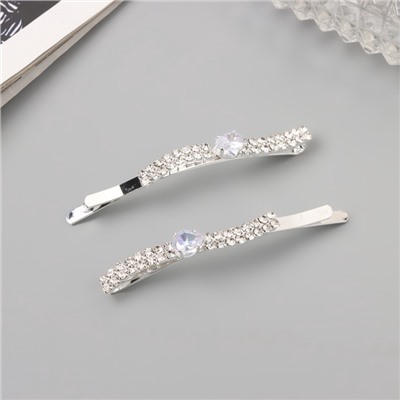 Невидимки для волос «Беат», набор 2 шт., волна, 6 см, серебро