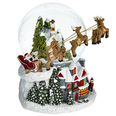 GAEM Фигурка декор в стекл шаре "Дом и Дед Мороз", (подсвет,муз, вьюга 3хАА н/п), D 11 см, L16 W16 H16 см
