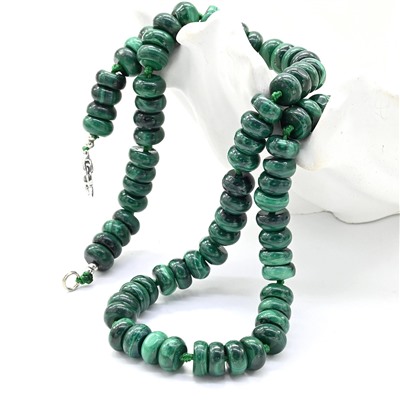 Бусы из малахита рондель 8*4мм, 49см, 68г