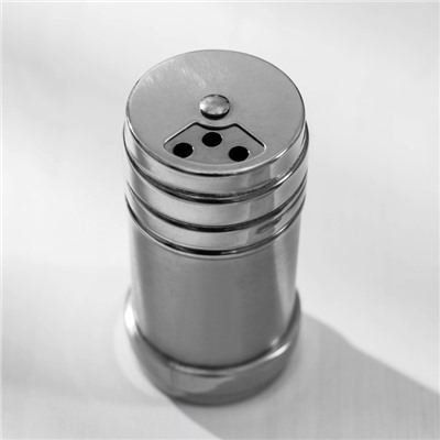 Солонка «Металлик», 120 мл, 4.3×8 см, нержавеющая сталь, серебристая