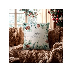 Наволочка декоративная новогодняя «Этель. Merry Christmas», с шишками, 40×40 см, велюр