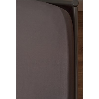 Простыня на резинке из премиального сатина темно-серого цвета из коллекции Essential, 200х200х30 см