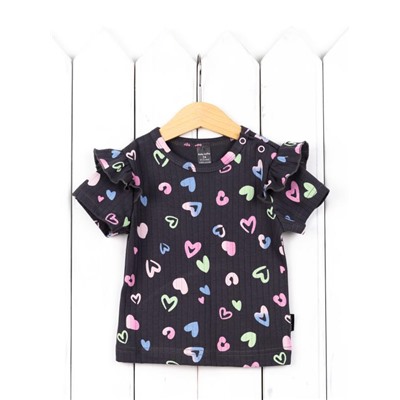 Футболка для девочки Baby Boom Ф151/1-И я729 Сердечки на графите