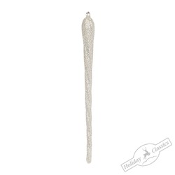 Сосулька "Искорки" бело-серебряная (стекло) 2х20 см