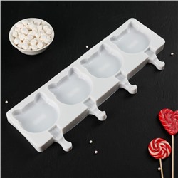 Форма для мороженого «Коты», силикон, 38×14.5×2.5 см, 4 ячейки, МИКС