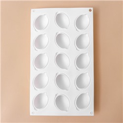 Форма для муссовых десертов и выпечки KONFINETTA «Лимоны», силикон, 29×17×3 см, 15 ячеек (5.5×4 см), 30 мл, белая