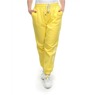 M053 YELLOW Брюки спортивные женские на флисе (100% хлопок) 7986
