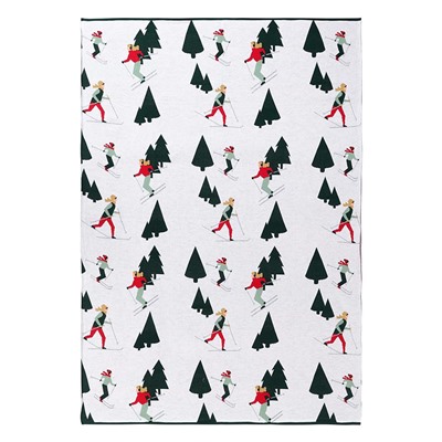 Плед из хлопка с новогодним рисунком Let's Ski из коллекции New Year Essential, 130x180 см