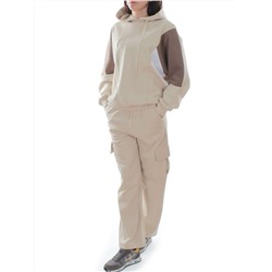 3156/3157 BEIGE/BROWN Костюм спортивный женский (95% хлопок, 5% эластан)