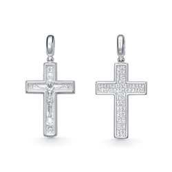 Крест из серебра литье белый