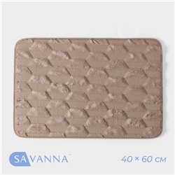 Коврик для ванной и туалета SAVANNA «Стоун», 40×60 см, бежевый