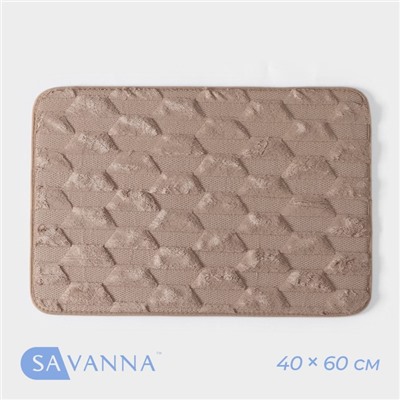 Коврик для ванной и туалета SAVANNA «Стоун», 40×60 см, бежевый