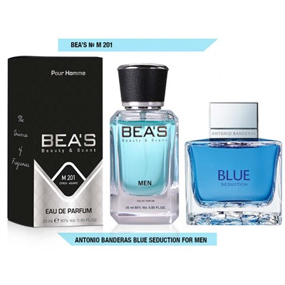Beas M201 Antonio Banderas Blue Seduction Men edp 25 ml, Парфюм мужской Beas M201 создан по мотивам аромата Antonio Banderas Blue Seduction