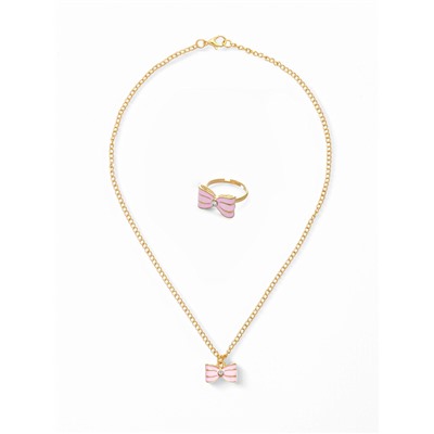 Набор детских украшений Выбражулька «Бантик», 2 предмета: кулон, кольцо, розовый