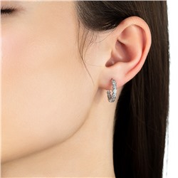 Серьги с фианитом родированные серебро 925*