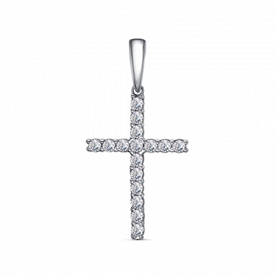 Подвеска с фианитом родированная серебро 925*