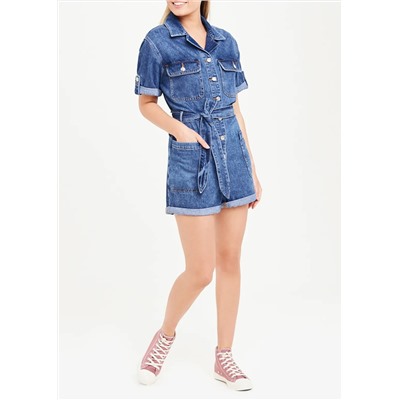 Short Sleeve Denim Playsuit
