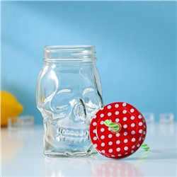 Кружка Доляна «Череп. Хэллоуин», 400 мл, 9×14.5 см, с крышкой и трубочкой, стекло, МИКС