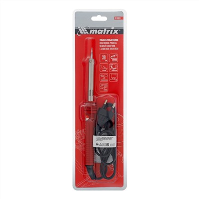 Паяльник, пластиковая рукоятка, медный наконечник с долговечным защитным покрытием, 220 В, 30 W Matrix