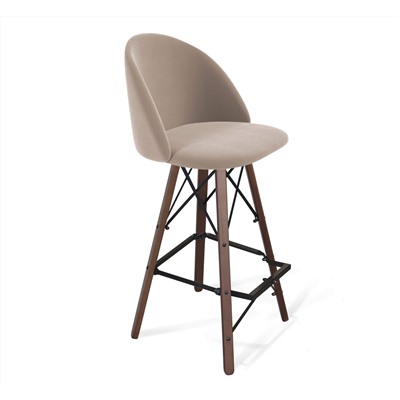 Стул барный SHT-ST35/S80
                        латте / темный орех / черный муар