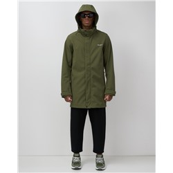 Парка спортивная мужская с капюшоном softshell цвета хаки 9565Kh