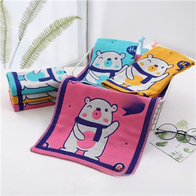 Gauze children's breathable towel, quick dry scarf, with little bears, wholesale