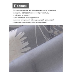 Комплект постельного белья «Этель» 1.5 сп Dandelion wine 143×215 см, 150×214 см, 50×70 см-2 шт., поплин 125 г/м², хлопок