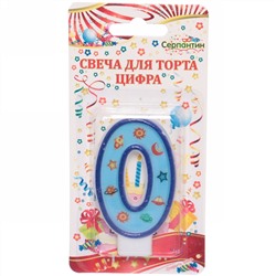 Свеча для торта Цифра Космос "0" 6 см