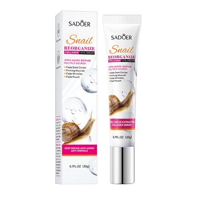 Крем для век с коллагеном и муцином улитки SADOER Snail Reorganize Collagen Eye Cream, 20гр