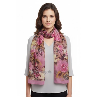 Шарф шифоновый с цветочным принтом Арт 0981/9