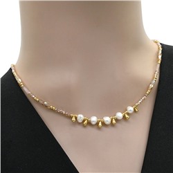 Чокер из циркона с жемчугом цвет шампань, 41см