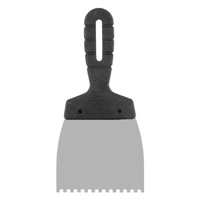 Шпатель из нержавеющей стали, 100 мм, зуб 4 х 4 мм, пластмассовая ручка Сибртех