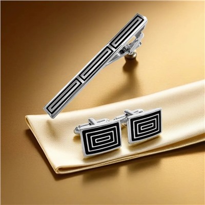 Набор запонок и зажима для галстука в футляре