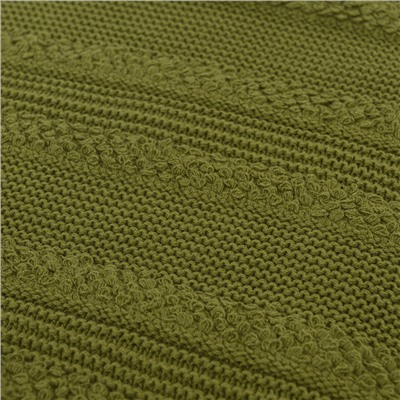 Плед из хлопка с буклированной вязкой оливкового цвета из коллекции Essential, 130х170 см