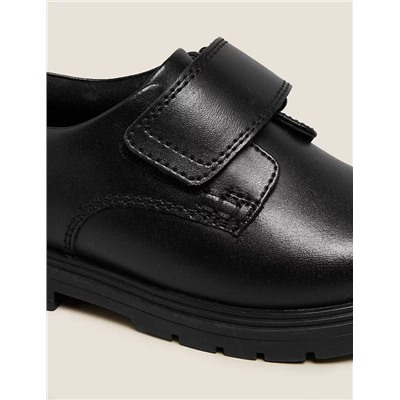 Kids' Leather Riptape School Shoes (8 Small - 1 Large)