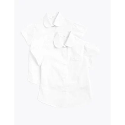 2pk Regular Fit Easy To Iron School Shirts (2-14 Yrs)