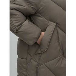 Пальто двубортная зимнее утепленное женское светло-коричневого цвета 7732SK