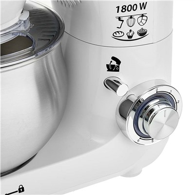 Миксер 1800 Вт с чашей 5 л планетарный многофункциональный DELTA LUX DE-7902P белый