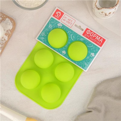 Форма для выпечки Доляна «Полусферы», силикон, 24×16 см, 6 ячеек, d=5.5 см, МИКС