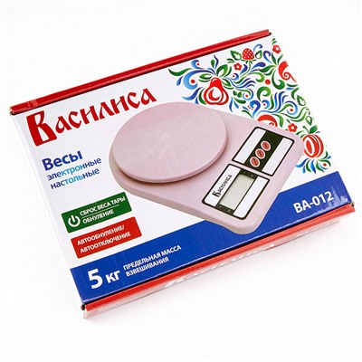 Весы электронные настольные 5 кг ВАСИЛИСА ВА-012 сиреневые