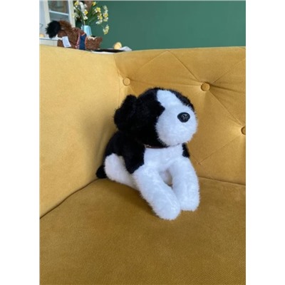 Мягкая игрушка собака в ошейнике 40 см, черная