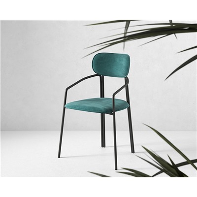 Стул Ror, Round, велюр, черный/зеленый