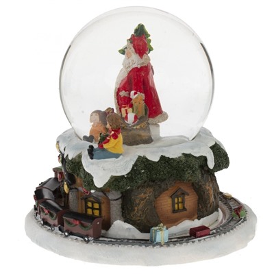 GAEM Фигурка декор в стекл шаре "Санта" (муз с ключ, движ), D 10 см, L15 W15 H15 см