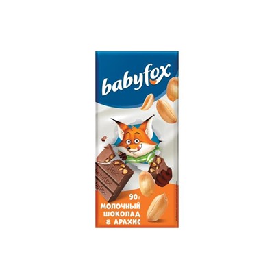 «BabyFox», молочный шоколад с арахисом, 90 г