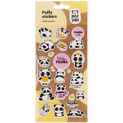Наклейки объемные MESHU "Hello panda", 10*24см, 21 наклейка, инд. уп., европодвес