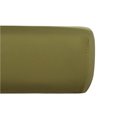 Простыня на резинке из премиального сатина оливкового цвета из коллекции Essential, 160х200х30 см