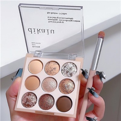 Палетка теней Dikalu 9 цветов запеченые + матовые №03