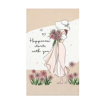 Полотенце "Доляна" Happiness 35х60 см, 100% хлопок, вафля 160 г/м2