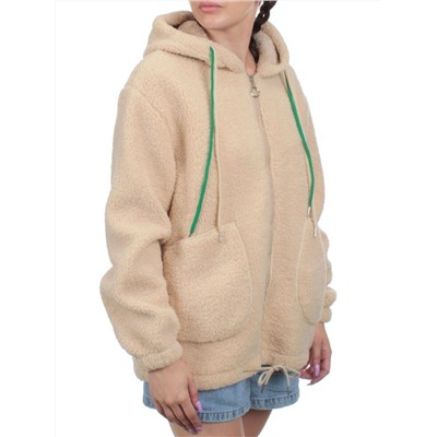 1003 BEIGE Куртка плюшевая демисезонная (65% хлопок, 35% полиэстер) оверсайз 44-54