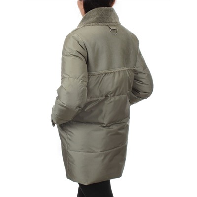 033 GRAY/GREEN Куртка зимняя облегченная женская (холлоффайбер 150 гр., искусственная дубленка)